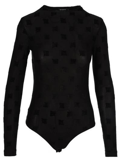 Shop Misbhv Velour Monogram Bodysuit In Black
