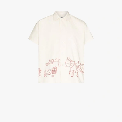 Shop Bode Big Top Embroidered Short Sleeve Shirt In White