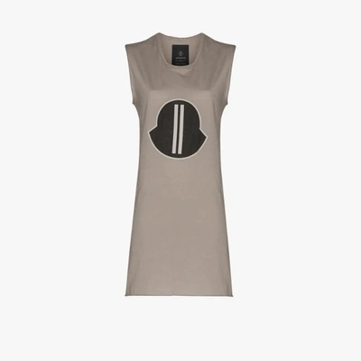 Shop Moncler Logo Print Vest Top In Grey