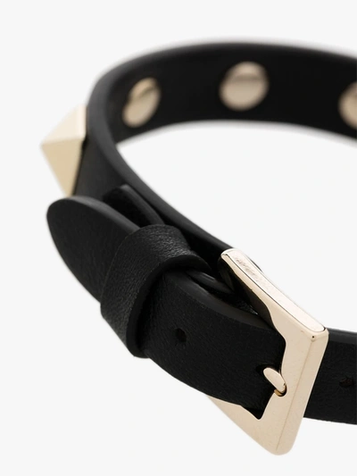 Shop Valentino Black Rockstud Leather Bracelet