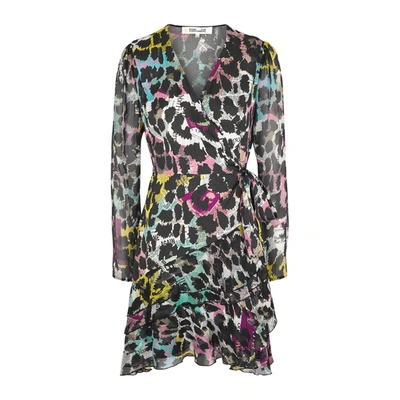 Shop Diane Von Furstenberg Keyla Printed Jacquard Wrap Dress In Multicoloured