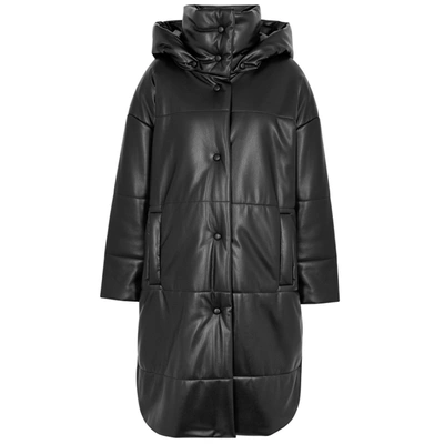 Shop Nanushka Eska Black Quilted Faux Leather Coat