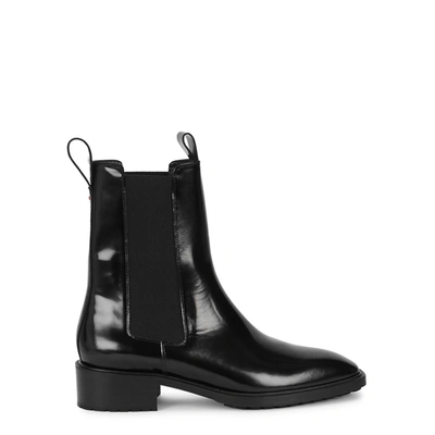 Shop Aeyde Simone 40 Black Glossed Leather Chelsea Boots