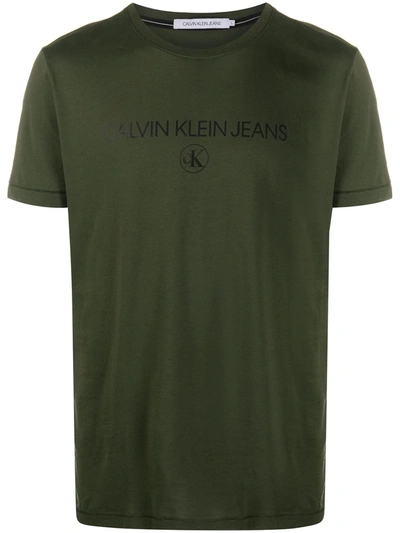 Shop Calvin Klein Jeans Est.1978 Logo-print Short Sleeved T-shirt In Green