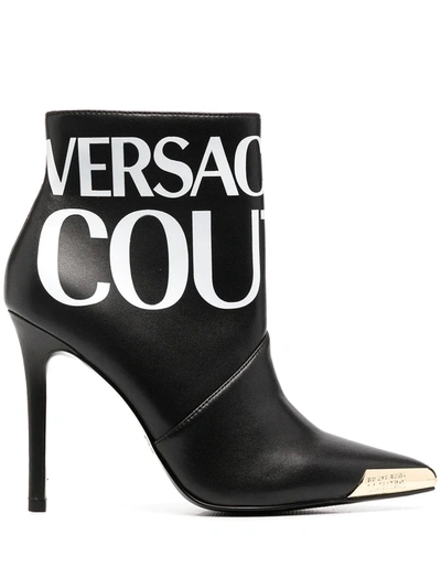Shop Versace Jeans Couture Logo-print Metal-toecap Boots In Black
