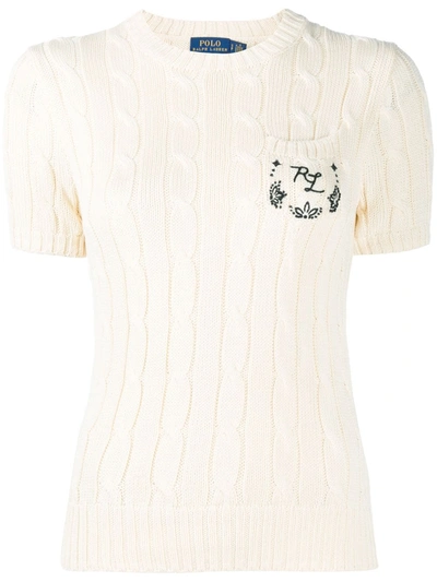 Polo Ralph Lauren Cable Knit Short Sleeve Sweater In Neutrals | ModeSens