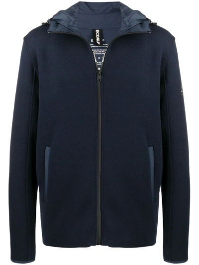 Shop Ecoalf Zipped Hooded Jacket In Blue