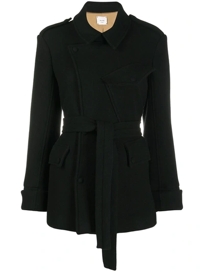 Shop Alysi Tie-waist Jacket In Black