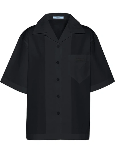 Shop Prada Panelled Bowling-style Shirt In Black