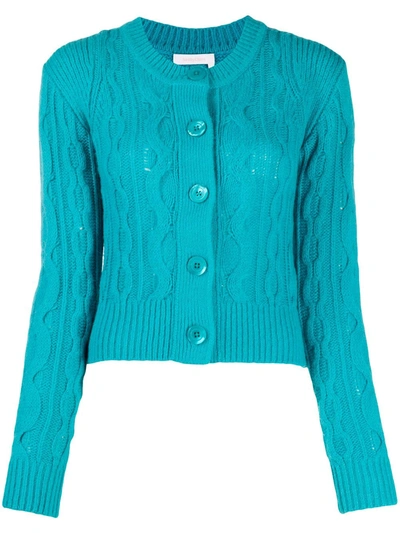 Shop See By Chloé Cable-knit Fitted Cardigan In Blue