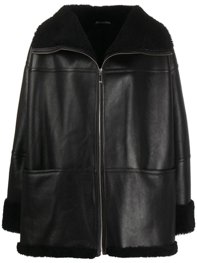 Shop Totême Menfi Shearling Jacket In Black
