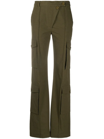 Shop Kenzo Utilitarian Straight-leg Trousers In Green