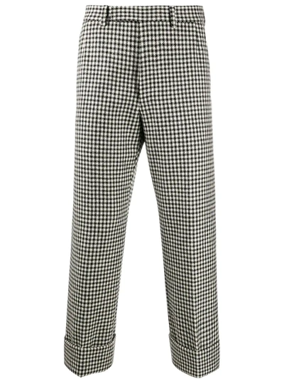 Shop Thom Browne Houndstooth Cropped Trousers In Black