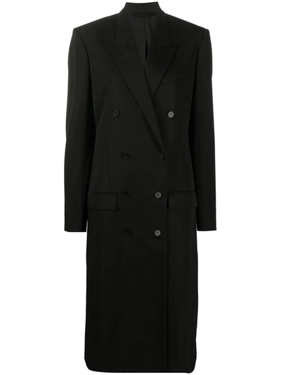 Shop Balenciaga Double-breasted Fitted Coat In Black