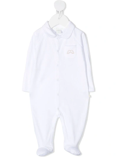 Shop Marie-chantal Scallop-trimmed Cotton Pajama In White