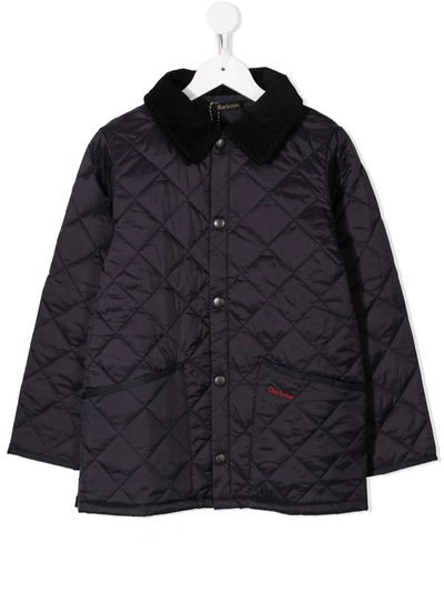 Shop Barbour Collared Quilted Jacket In Blue