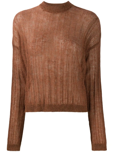 Shop Alysi Ribbed Knit Jumper In Brown