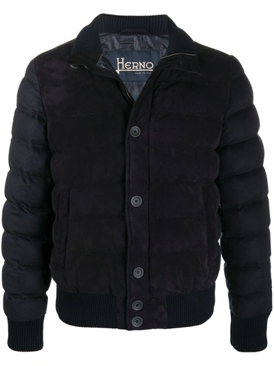 Shop Herno Feather-down Wool Bomber Jacket In Blue