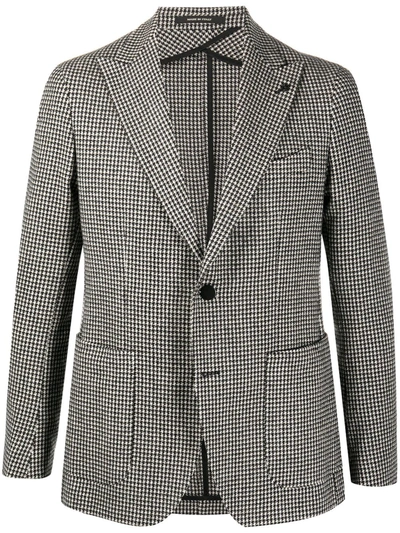 Shop Tagliatore Houndstooth Check Blazer In Black