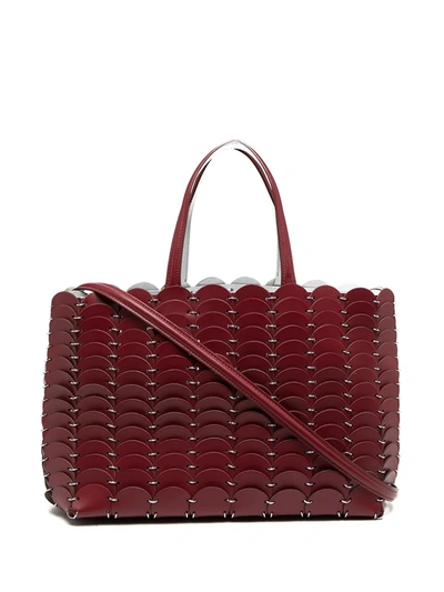 Shop Rabanne Scalloped Trim Tote In Red
