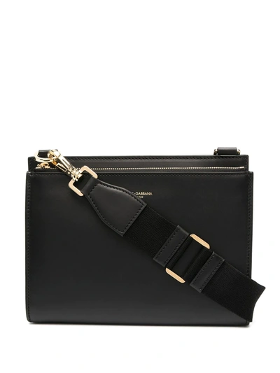 Shop Dolce & Gabbana Double-zip Leather Clutch Bag In Black