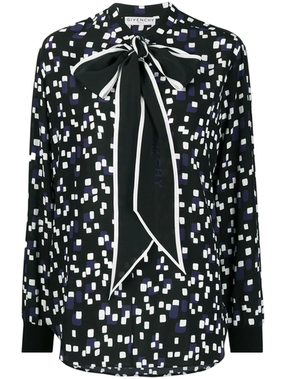 Shop Givenchy Geometrical-print Silk Blouse In Black