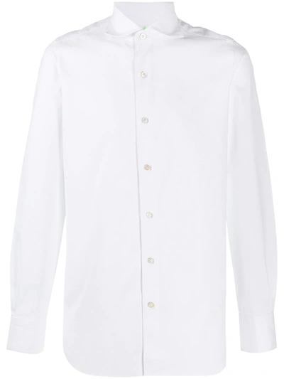 Shop Finamore 1925 Napoli Pointed Collar Cotton Shirt In White
