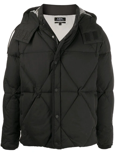 Shop Apc Padded Zip-up Down Jacket In Black
