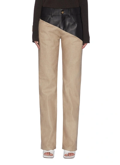 Shop Bottega Veneta Panelled Leather Pants In Brown,black