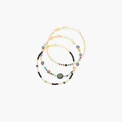 Shop Anni Lu Gold-plated Rock And Sea Clemence Bracelet Set
