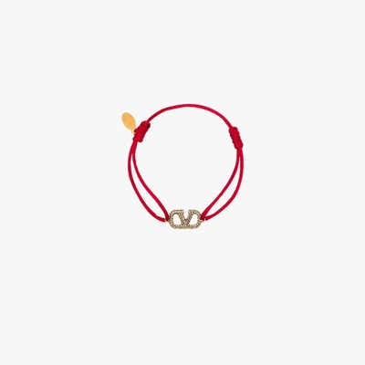 Shop Valentino Red Vlogo Signature Crystal Bracelet