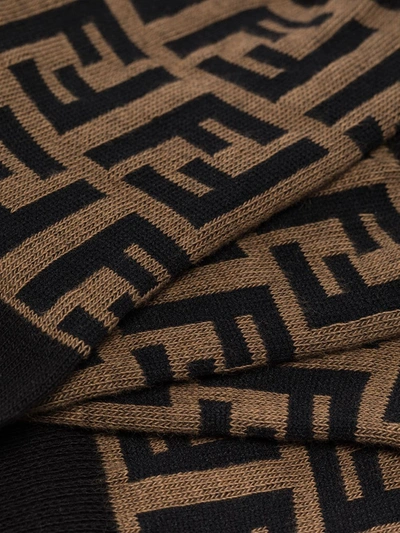 Shop Fendi Brown Ff Logo Knitted Socks