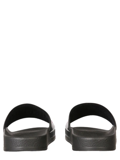 Shop Moschino Slide Sandals In Fuchsia