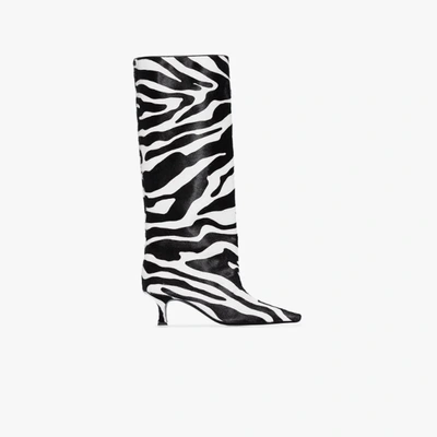 Shop Magda Butrym And White 50 Zebra Print Leather Boots In Black