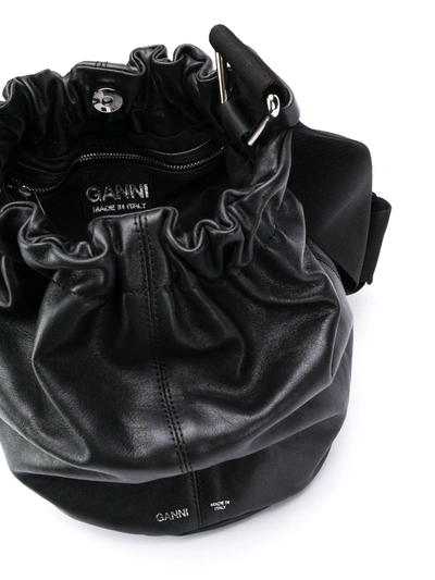 Shop Ganni Logo Bucket Bag In Black