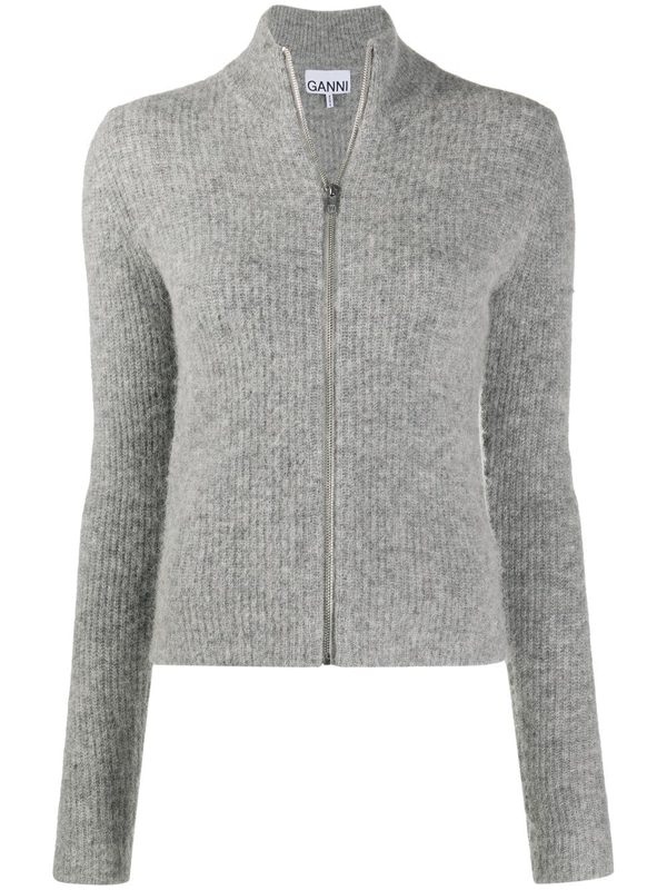ganni zip cardigan