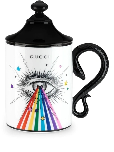 Shop Gucci Rainbow Eye Motif Mug In White