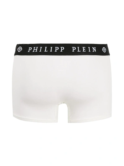 Shop Philipp Plein Logo Embroidered Boxers In White