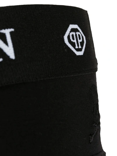 Shop Philipp Plein Logo Embroidered Briefs In Black