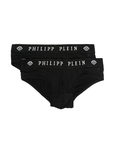 Shop Philipp Plein Skull-print 2pack Briefs In Black