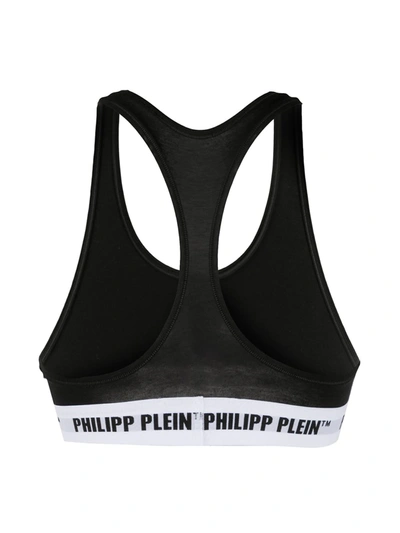 Shop Philipp Plein Logo Band Sports Bra In Black