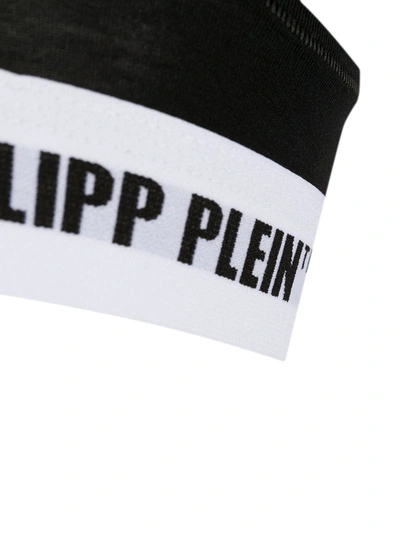 Shop Philipp Plein Logo Band Sports Bra In Black