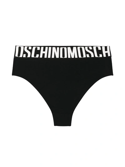 Shop Moschino Logo-tape Briefs In Black