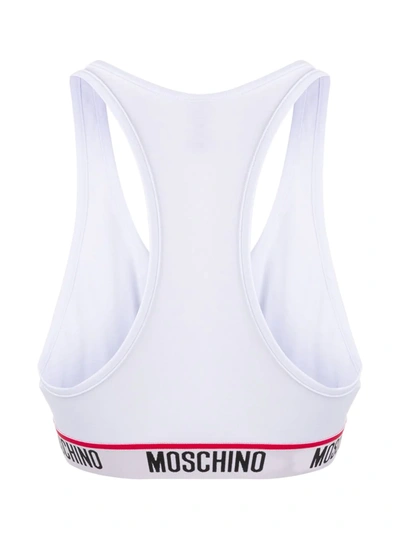 Shop Moschino Logo-tape Sports Bra In White