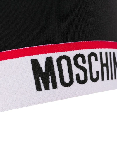 Shop Moschino Logo-tape Sports Bra In Black