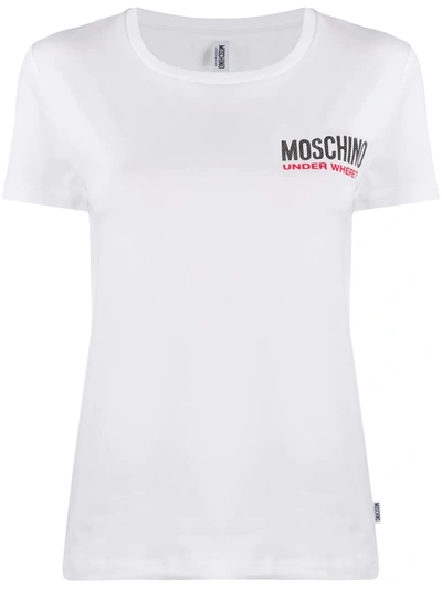 Shop Moschino Logo Print Lounge T-shirt In White