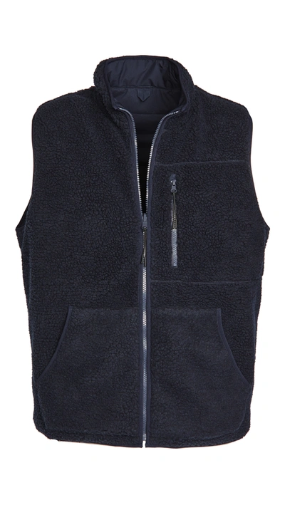 Shop Alex Mill Sherpa Utility Vest In Dark Navy