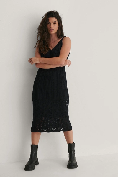 Shop Trendyol Knit Detailed Midi Dress - Black In Navy