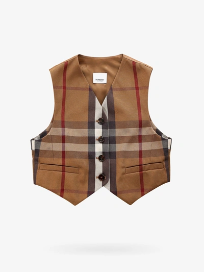Shop Burberry Vest In Brown