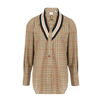 Shop Burberry Shirt In Soft Fawn Check